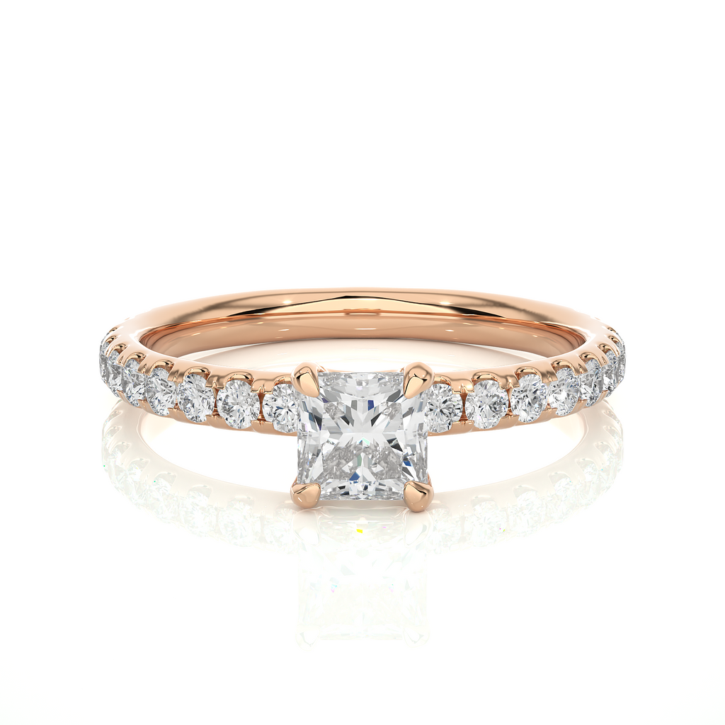 0.6+0.44  Ct Princess + Round Diamond Ring