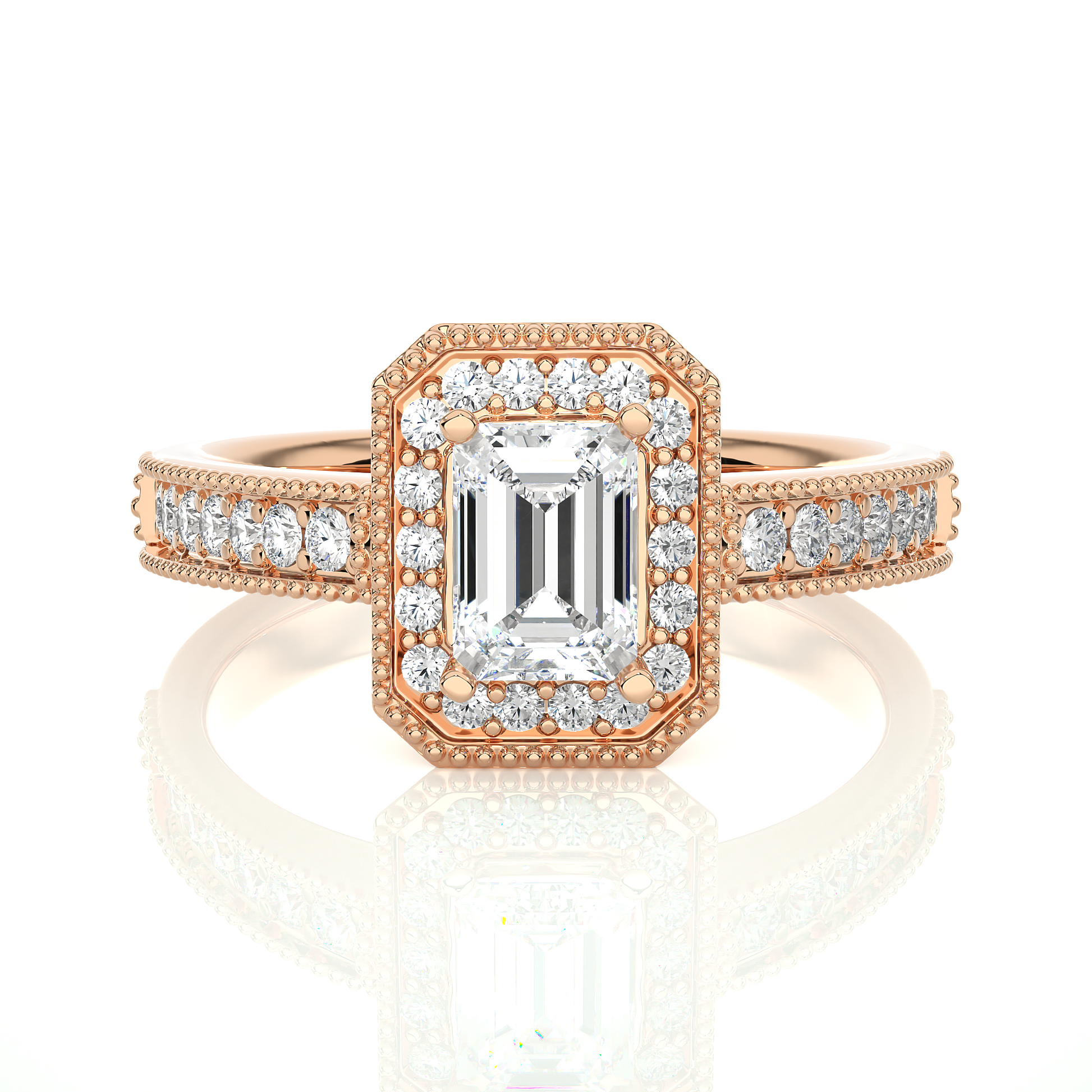 0.30+0.8Ct Round + Emerald Diamond Ring