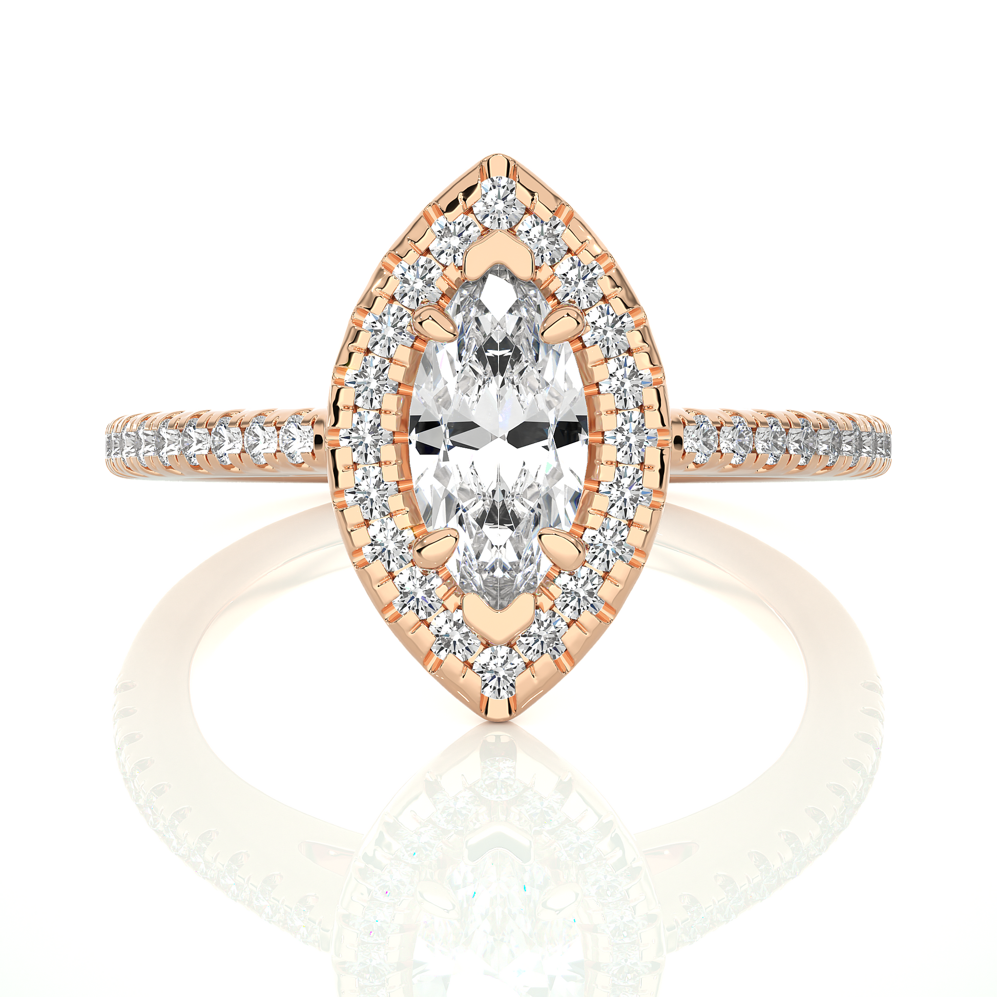 0.29+0.60 Ct Round + Marquise Diamond Ring