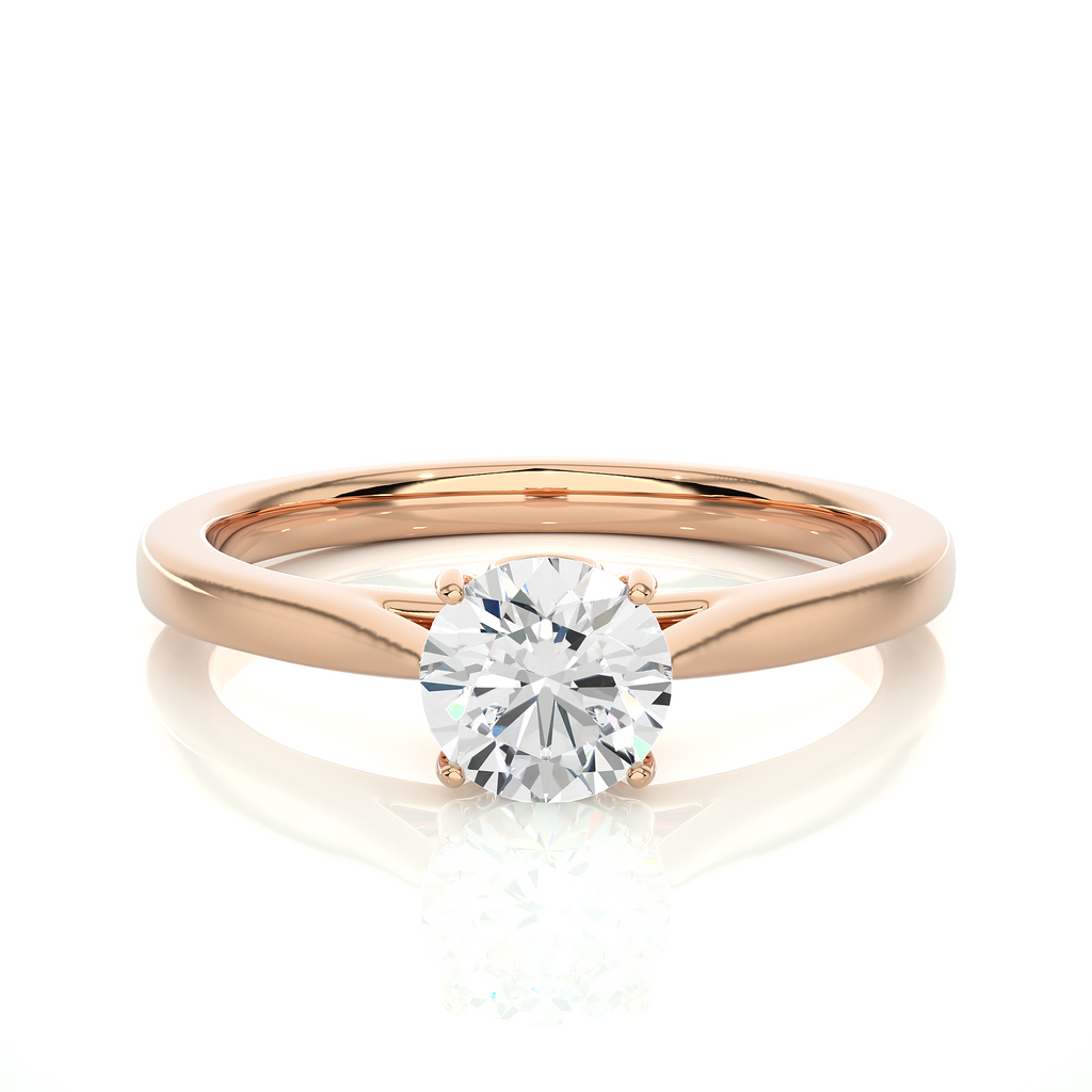 Elegant Round Diamond Ring – Elevated Solitaire Diamond on Plain Band