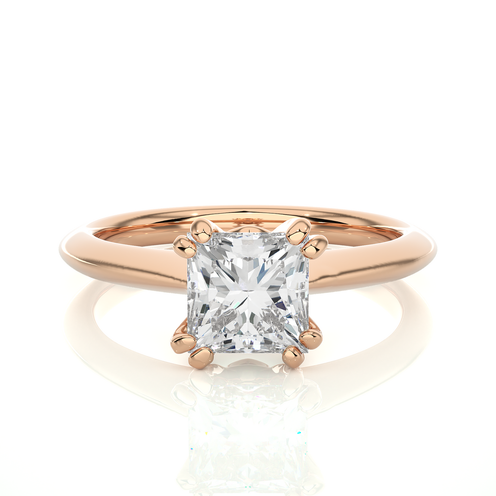 Princess + Round Diamond Ring – Minimal Design with Elegant Diamond Pairing in Gold