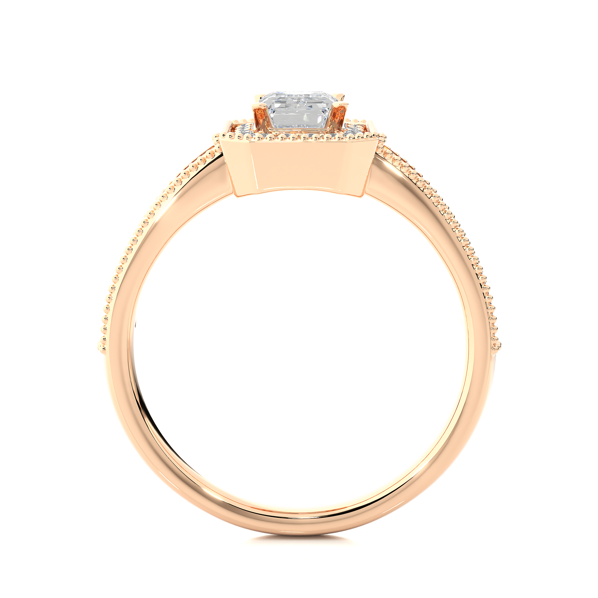 0.30+0.8Ct Round + Emerald Diamond Ring