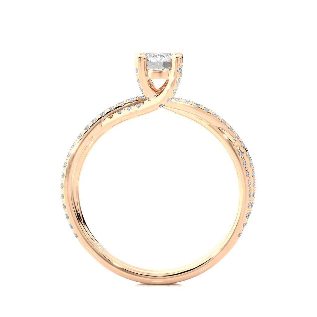 Round Diamond Ring – Solitaire Diamond with Small Diamonds in Stylish, Classy Design