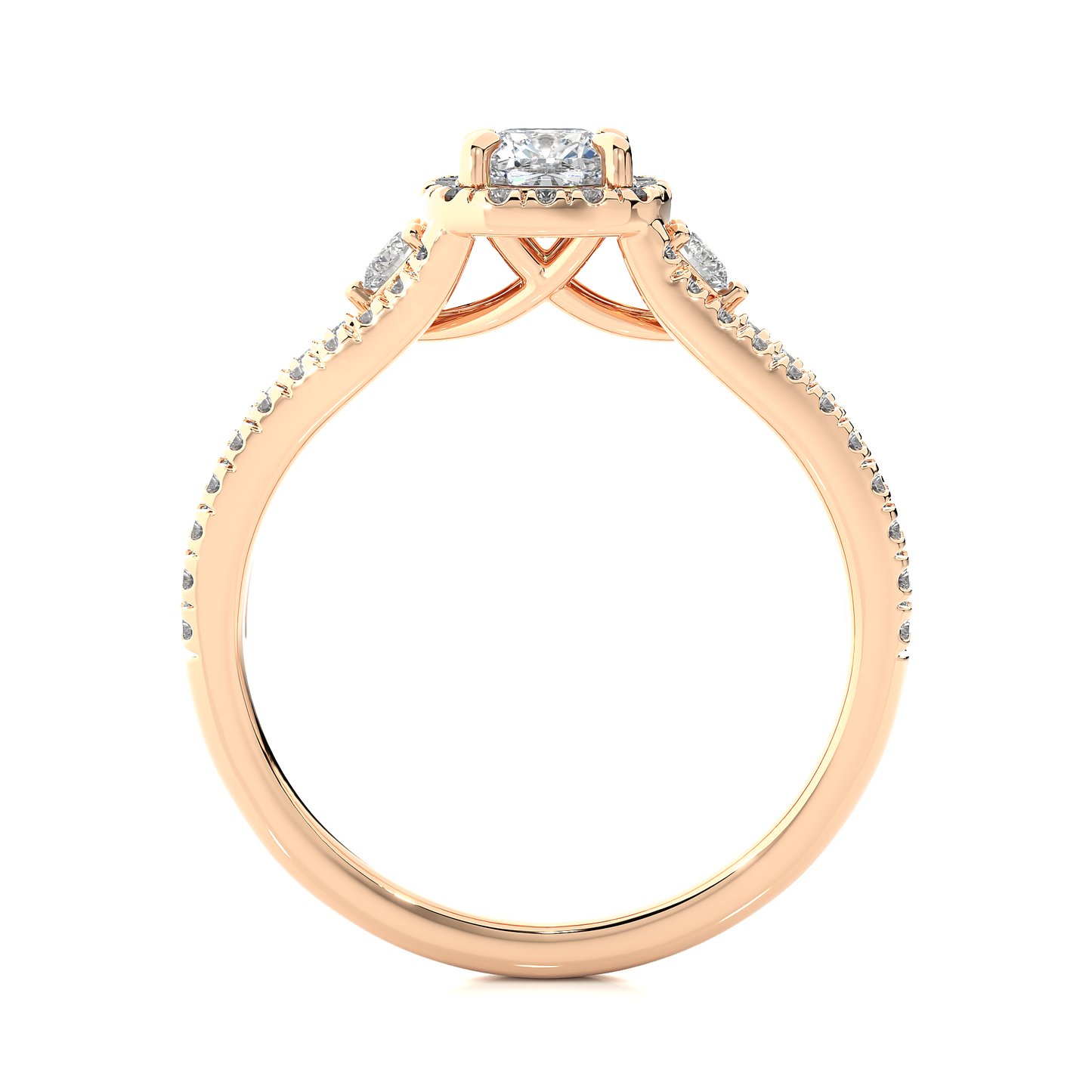 0.5 + 0.49 Ct Cushion + Round Diamond Ring