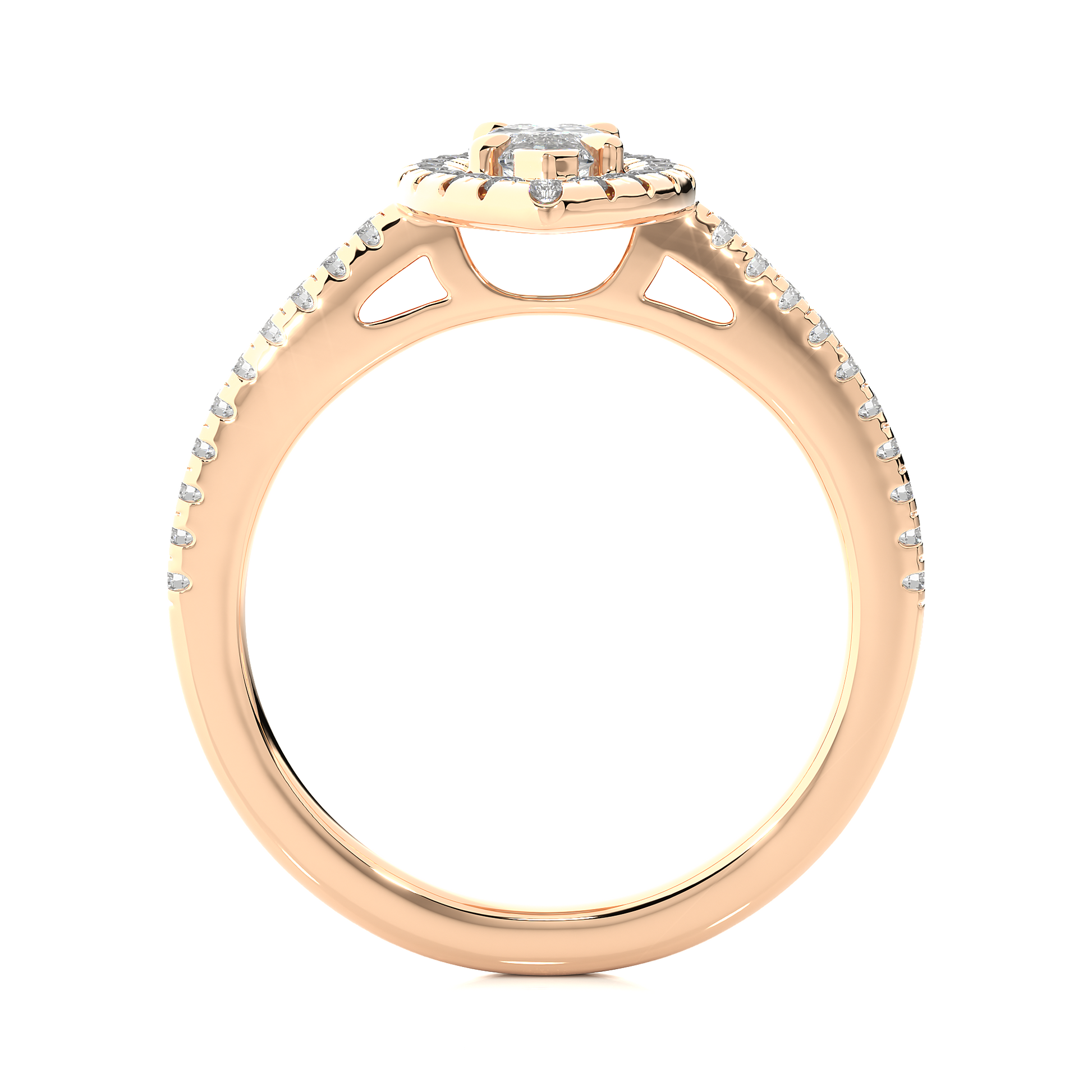 0.29+0.60 Ct Round + Marquise Diamond Ring