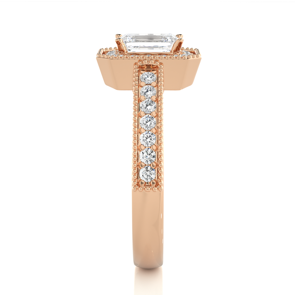 0.30+0.8Ct Round + Emerald Diamond Ring