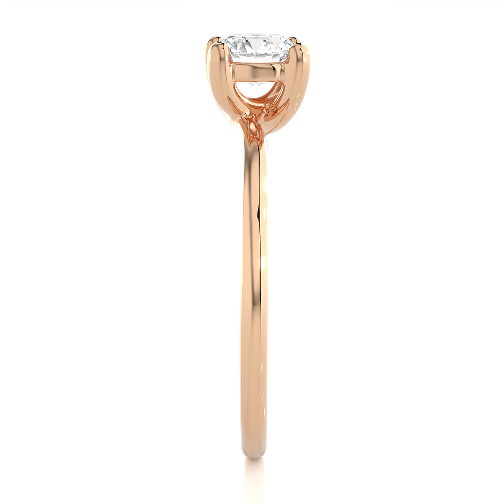 Classic Round Diamond Ring – Plain Band with Solitaire Diamond in the Center