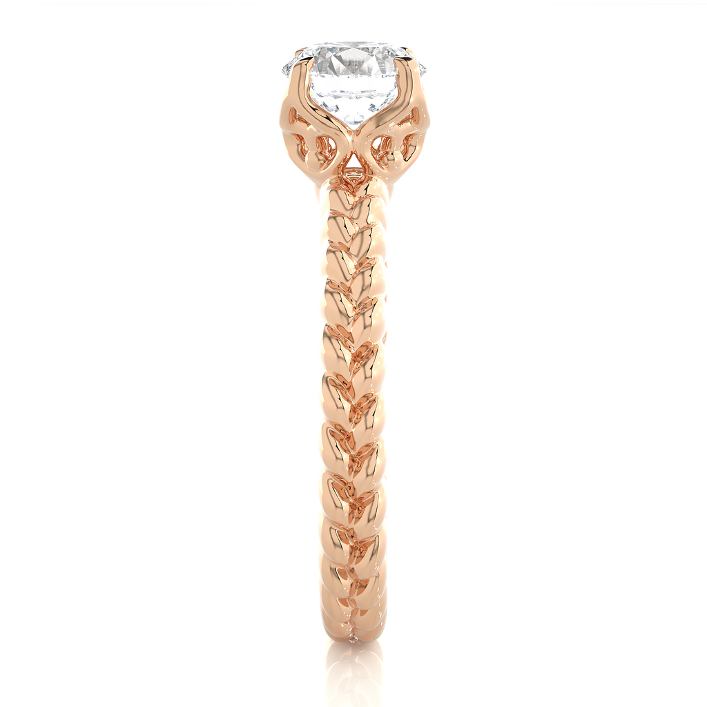 Round Diamond Ring – Solitaire Diamond with Beautiful Design Around the Gold Band