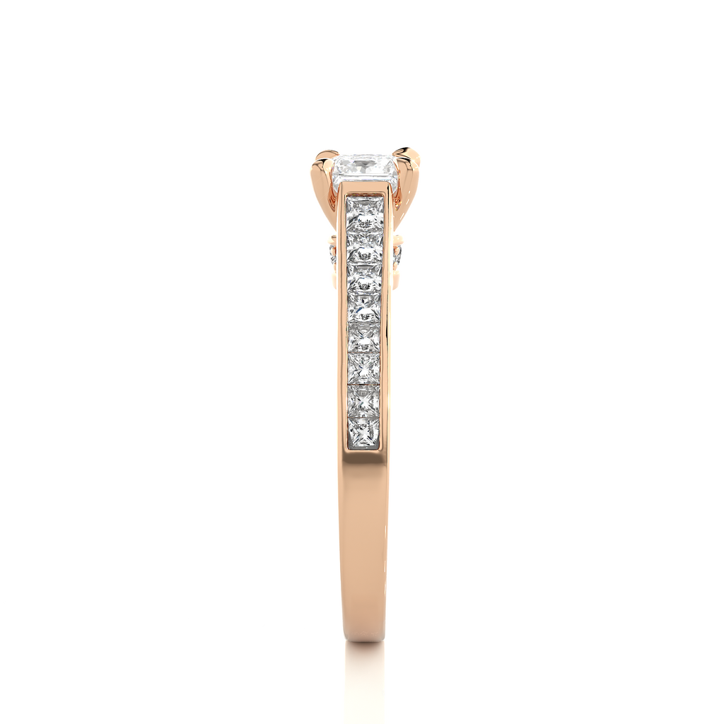 0.50+0.51+0.27 Ct Princess + Princess +Round Diamond Ring