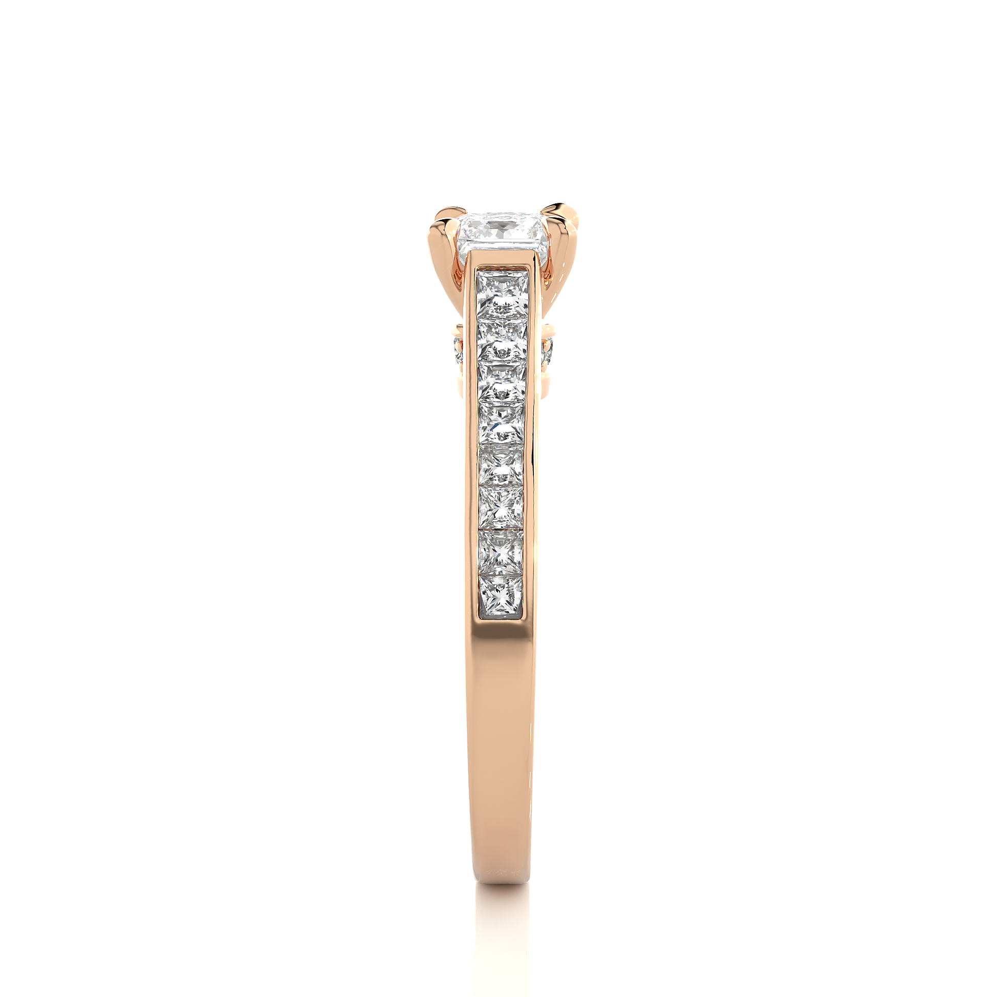 0.50+0.51+0.27 Ct Princess + Princess +Round Diamond Ring