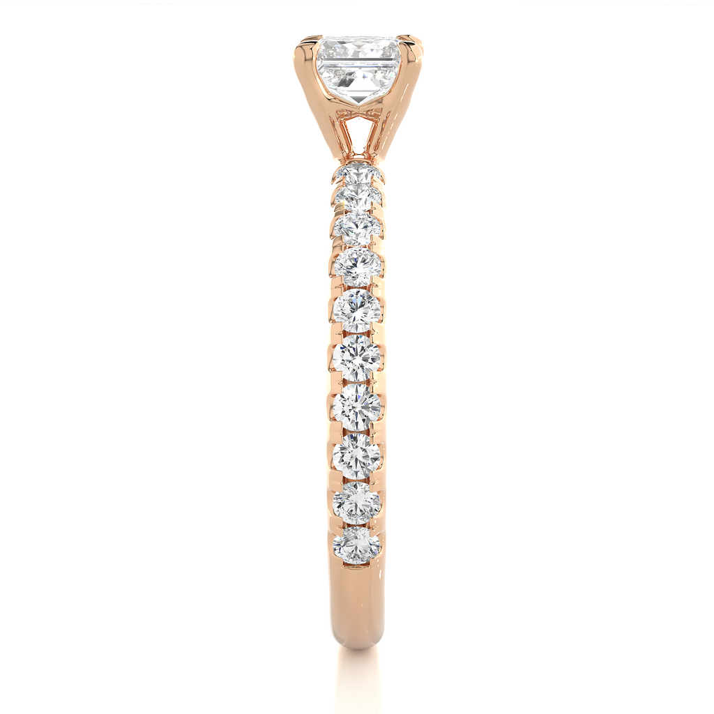 0.6+0.44  Ct Princess + Round Diamond Ring