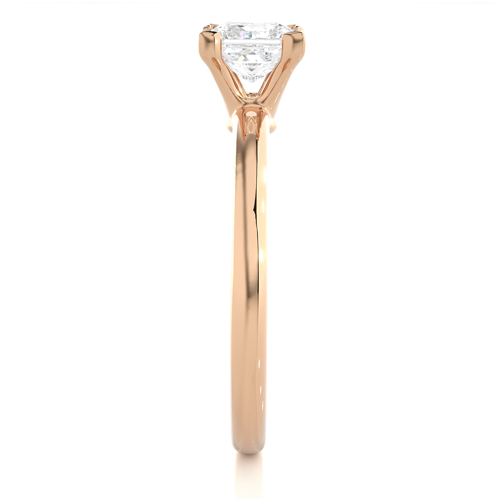 Princess Diamond Ring – Square Diamond Solitaire with Plain Gold Band
