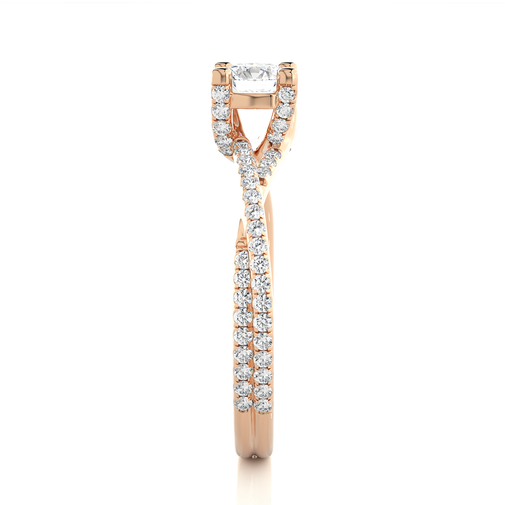 Round Diamond Ring – Solitaire Diamond with Small Diamonds in Stylish, Classy Design