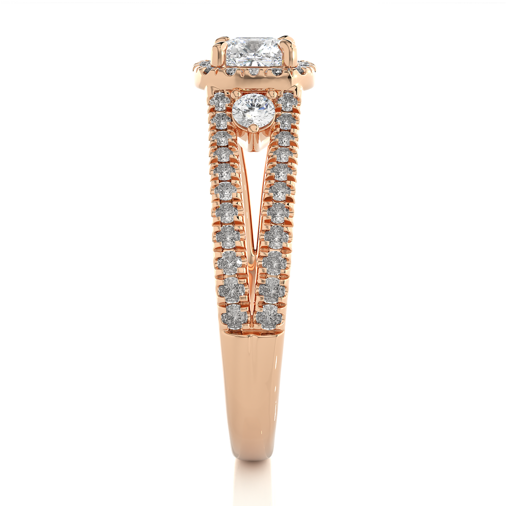 0.5 + 0.49 Ct Cushion + Round Diamond Ring