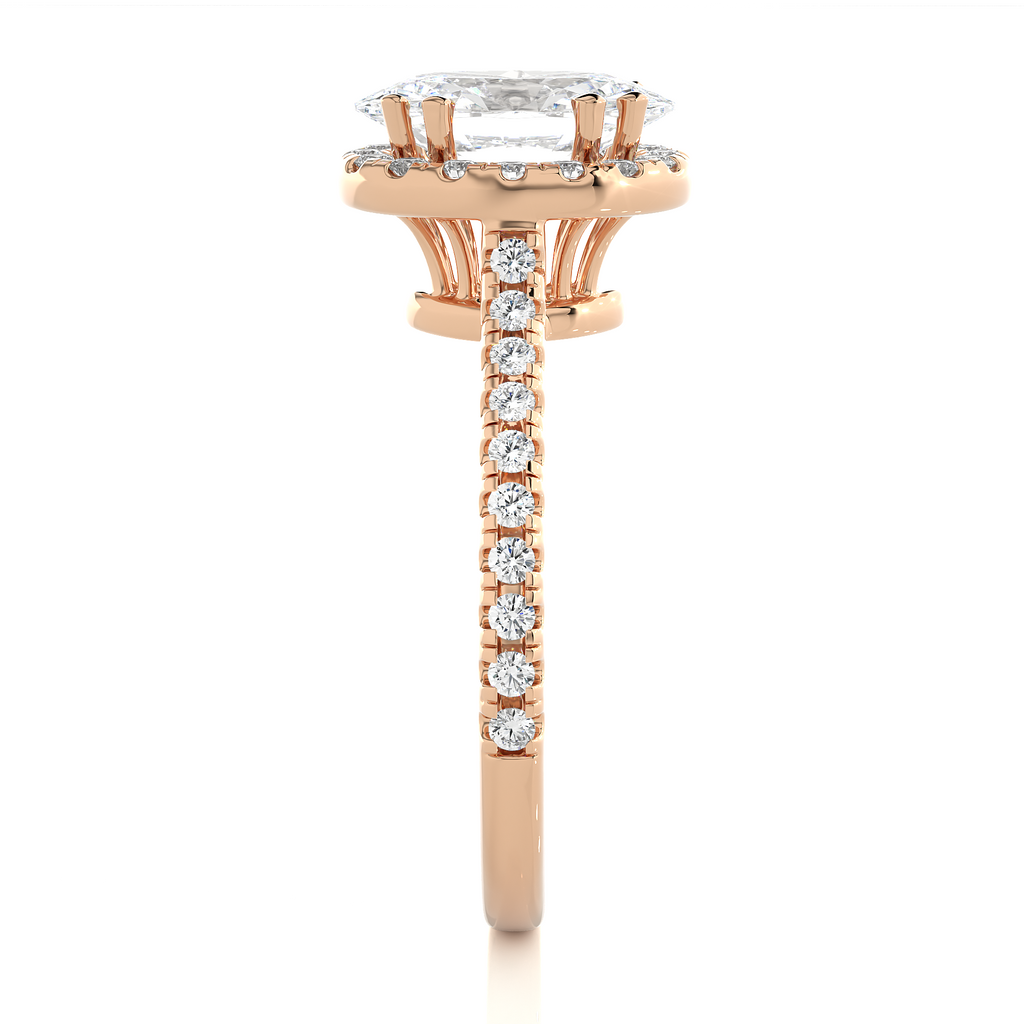 1.1+0.21 Ct Oval + Round Diamond Ring