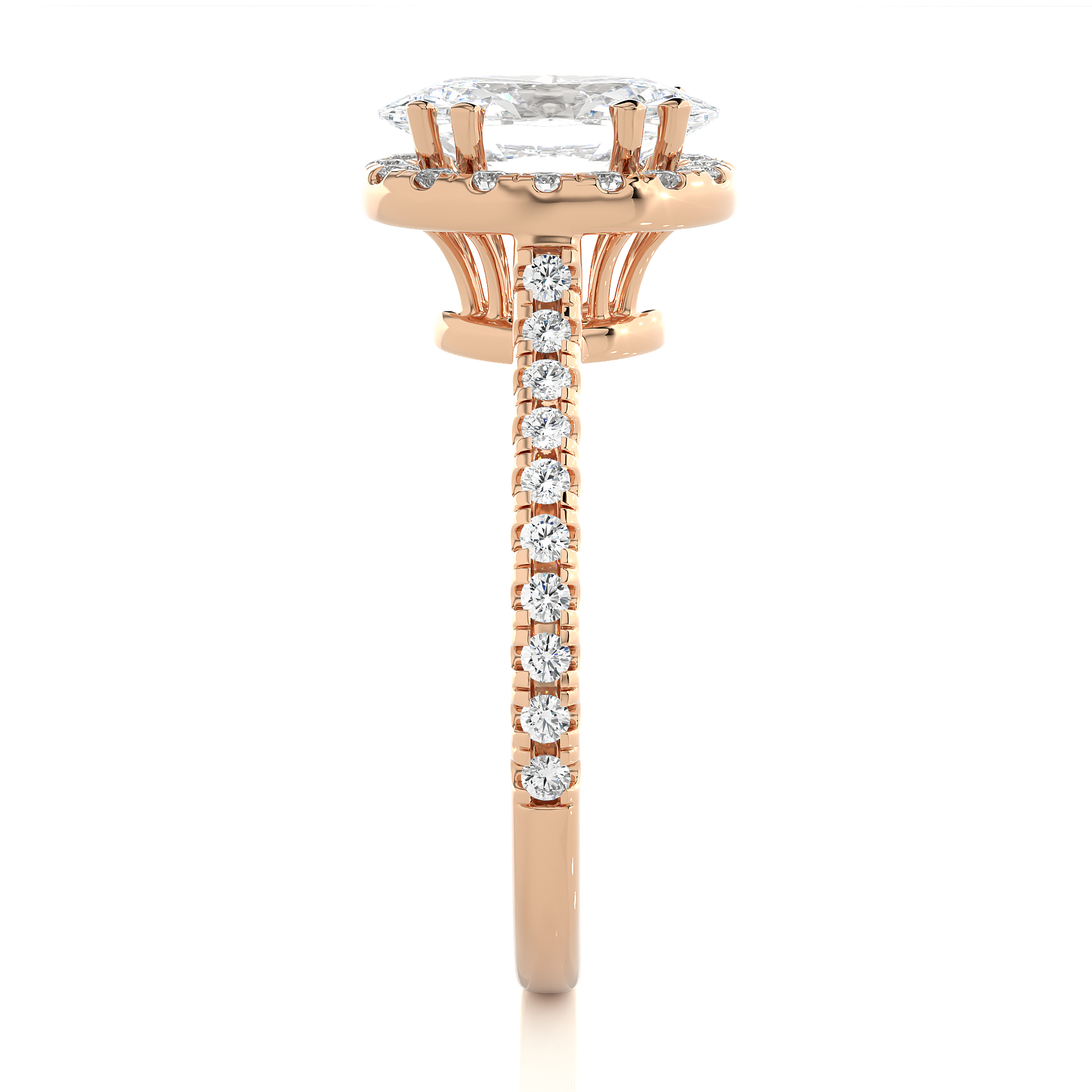 1.1+0.21 Ct Oval + Round Diamond Ring