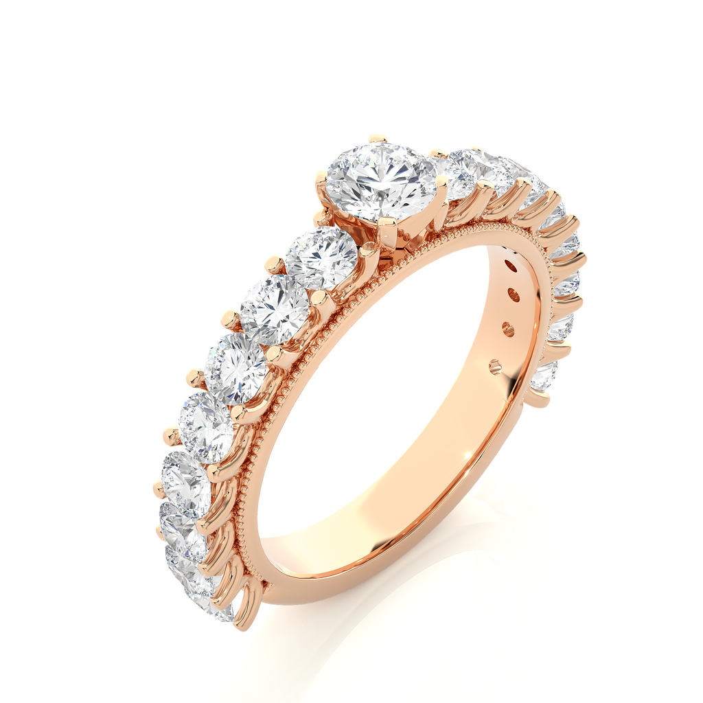 Round Diamond Ring – Solitaire Diamond with Smaller Diamonds