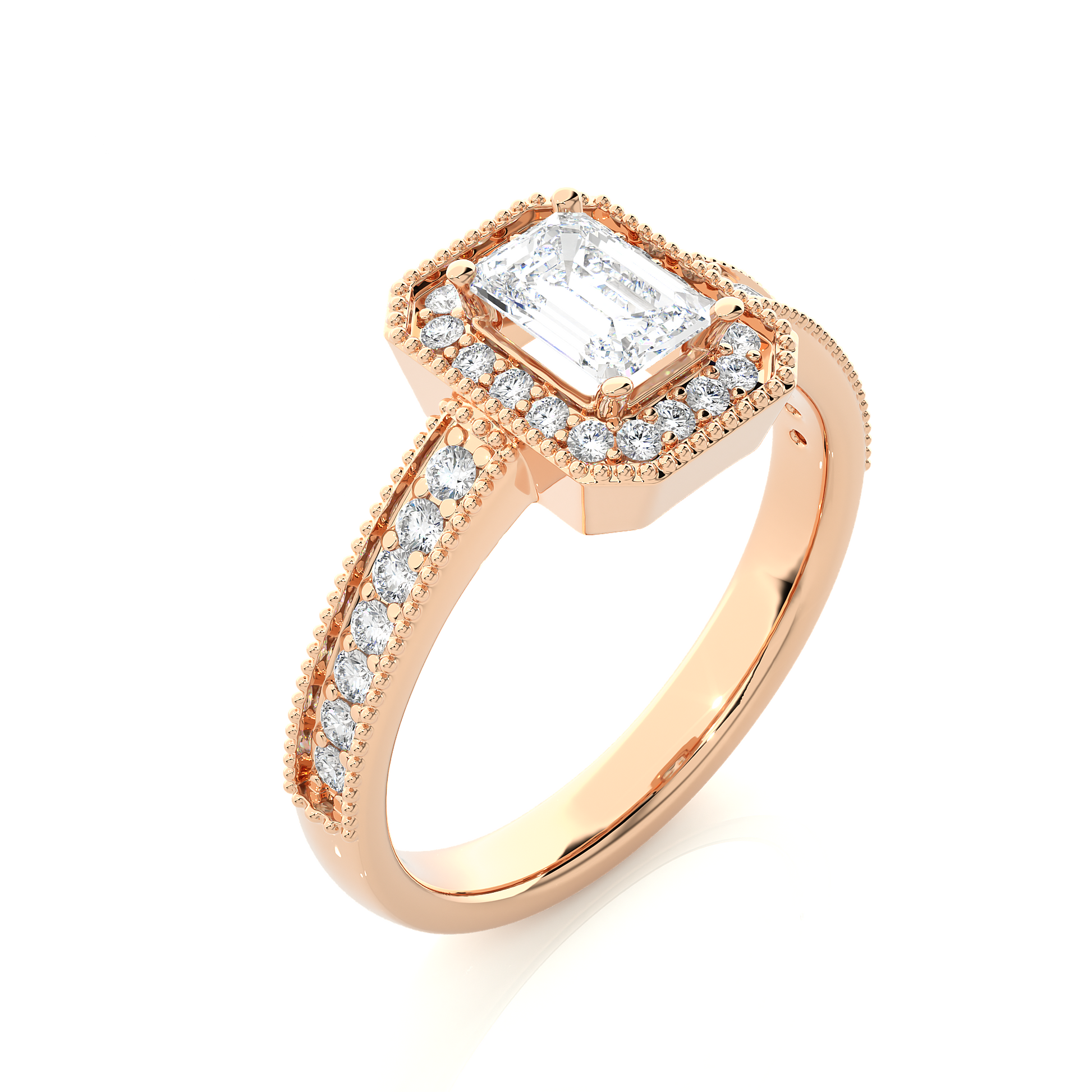 0.30+0.8Ct Round + Emerald Diamond Ring
