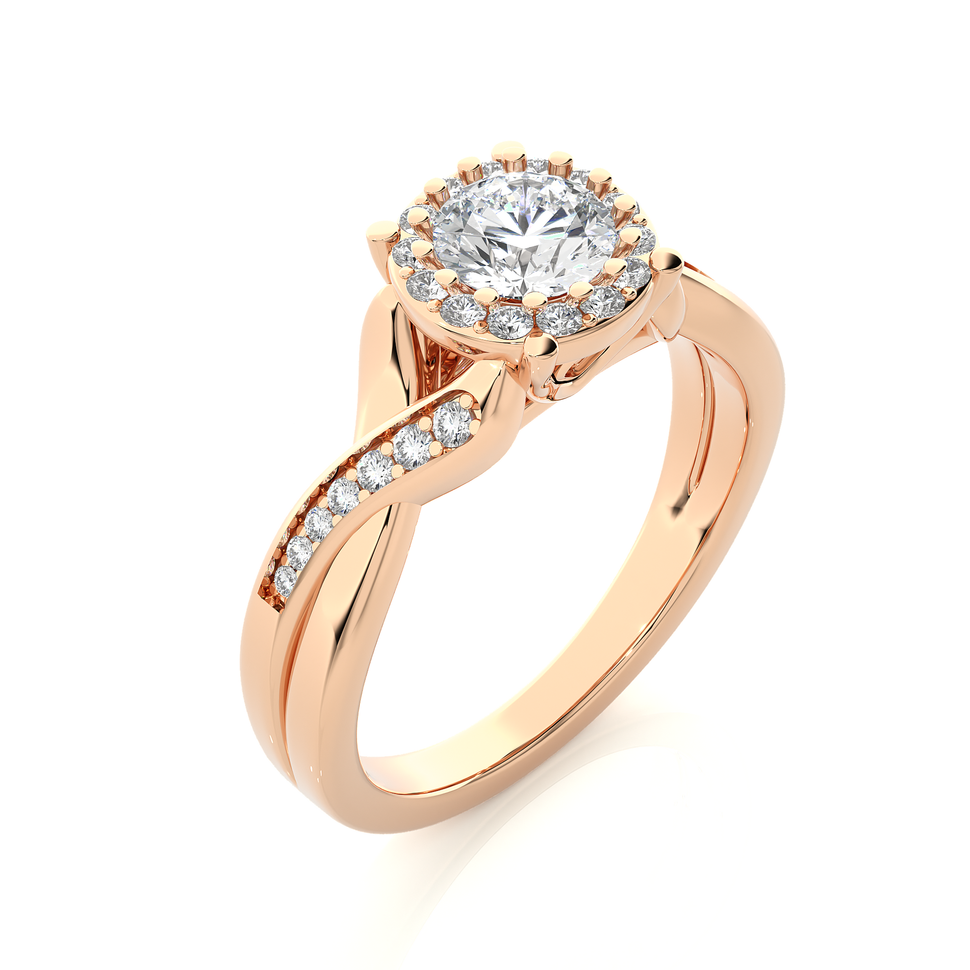 0.6+0.24 Ct Round Diamond Ring