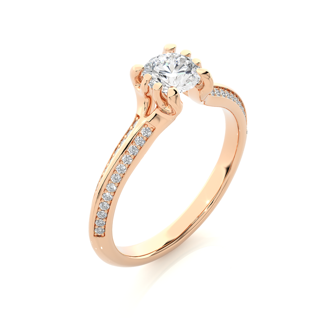 0.7+0.13 Ct Round Diamond Ring
