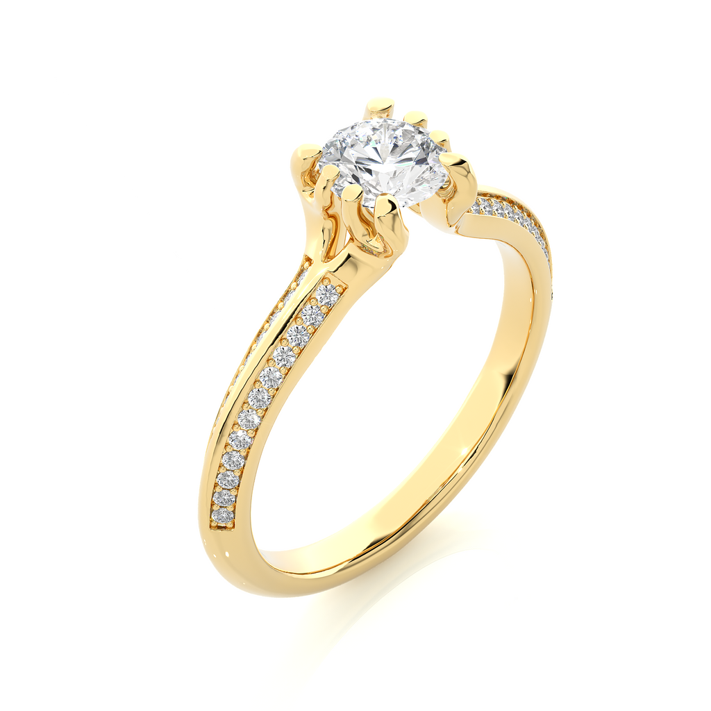 0.7+0.13 Ct Round Diamond Ring