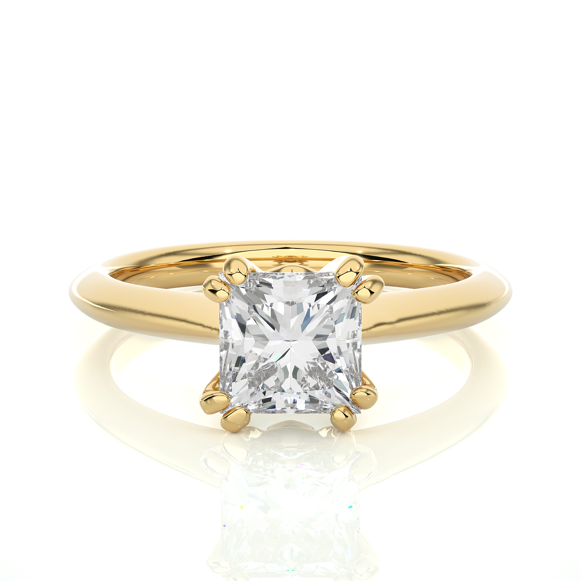 Princess + Round Diamond Ring – Minimal Design with Elegant Diamond Pairing in Gold