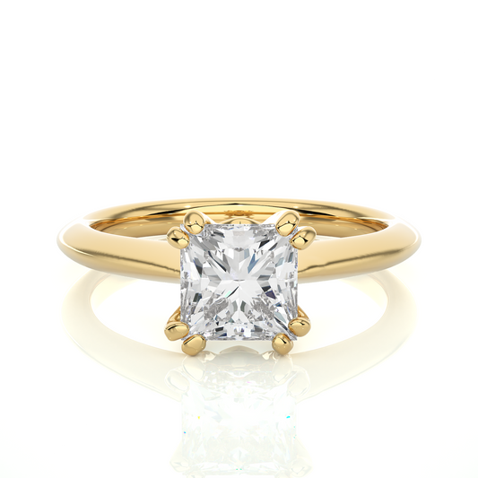 1.4+0.03 Ct Princess + Round Diamond Ring