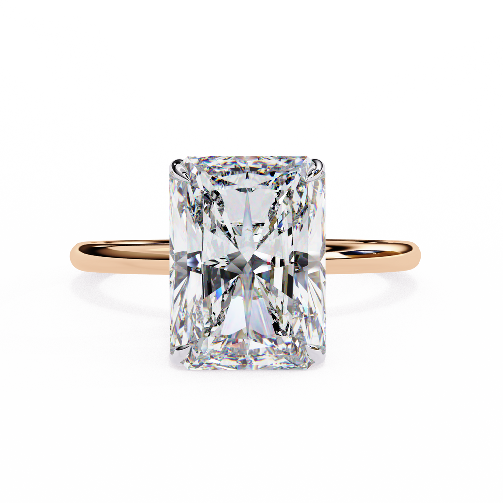 Elegant Radiant Cut Diamond Ring Lab-Grown Diamond in Two-Tone Gold Band