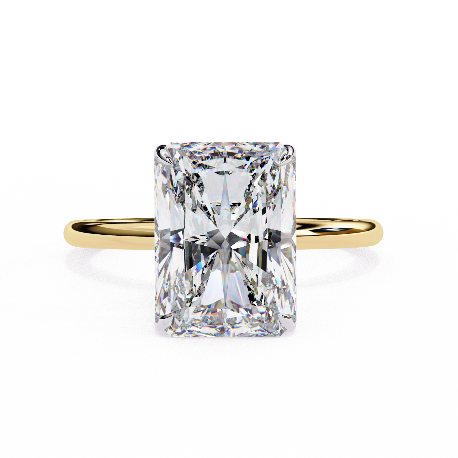 Elegant Radiant Cut Diamond Ring Lab-Grown Diamond in Two-Tone Gold Band