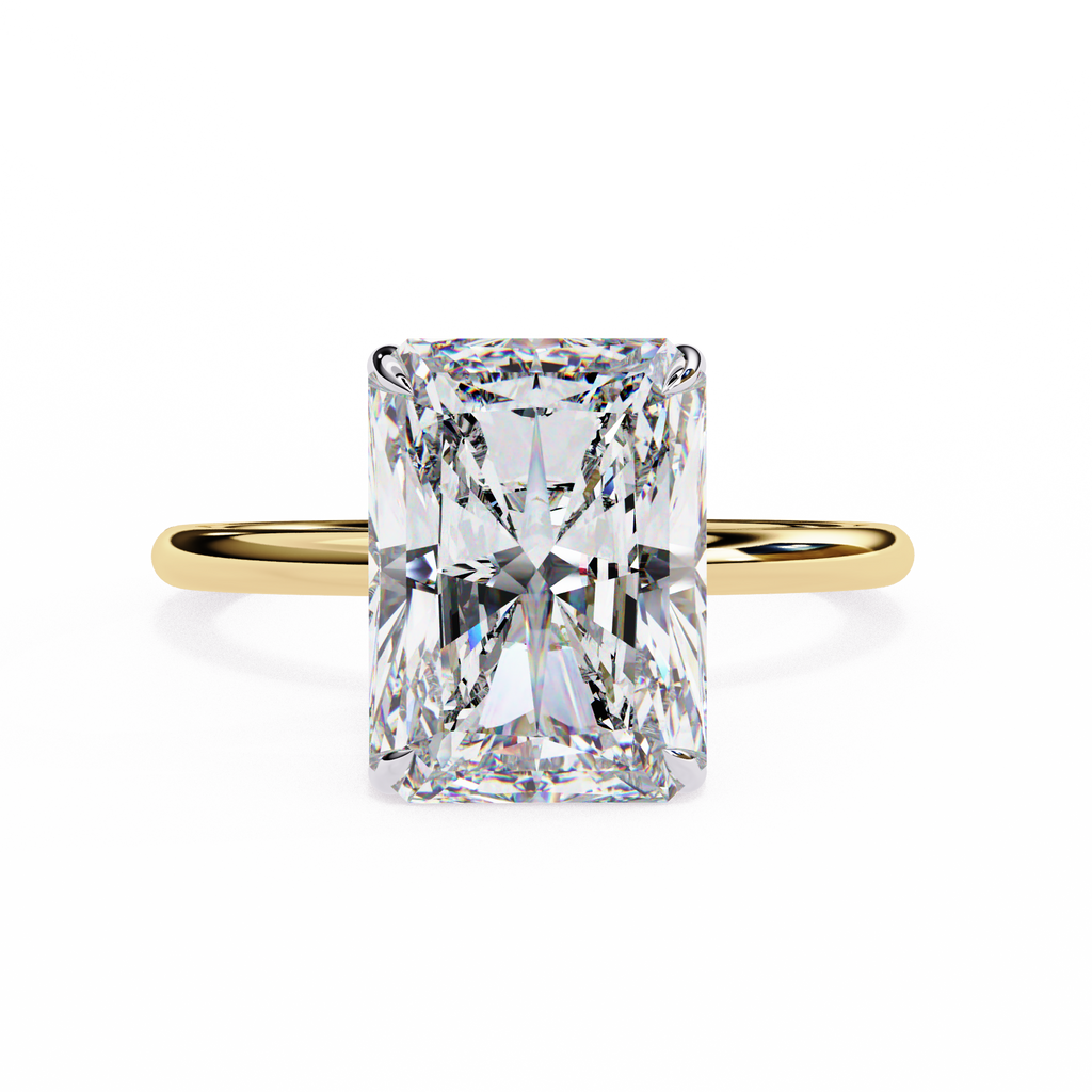 Elegant Radiant Cut Diamond Ring Lab-Grown Diamond in Two-Tone Gold Band