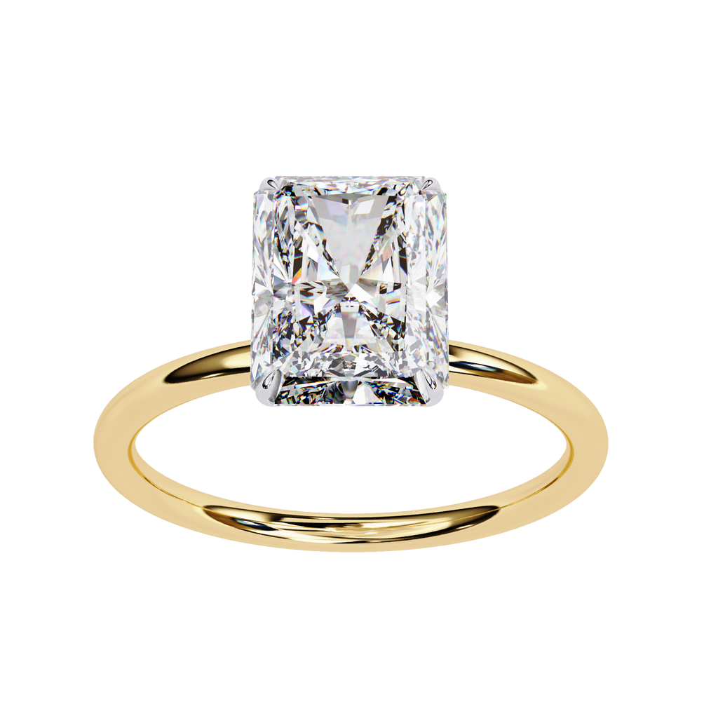 Elegant Radiant Cut Diamond Ring Lab-Grown Diamond in Two-Tone Gold Band