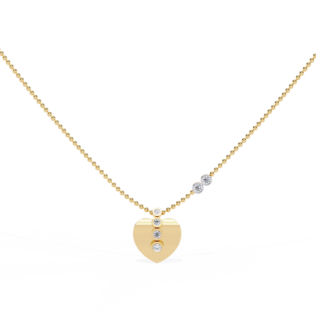 yellow gold heart pendant with round cut lab grown diamond – for women