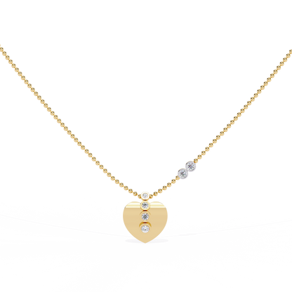 yellow gold heart pendant with round cut lab grown diamond – for women
