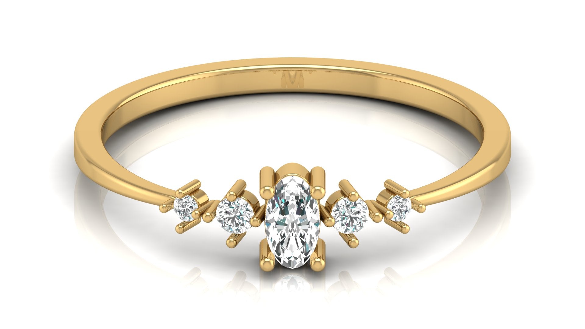 0.06+0.11 Ct Round + Oval  Diamond Ring