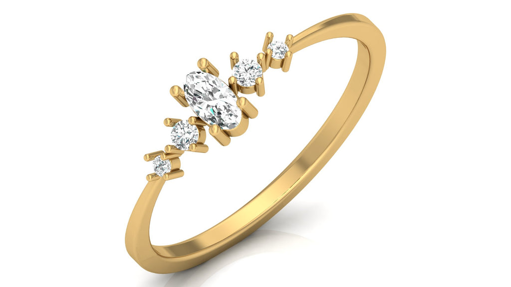 0.06+0.11 Ct Round + Oval  Diamond Ring