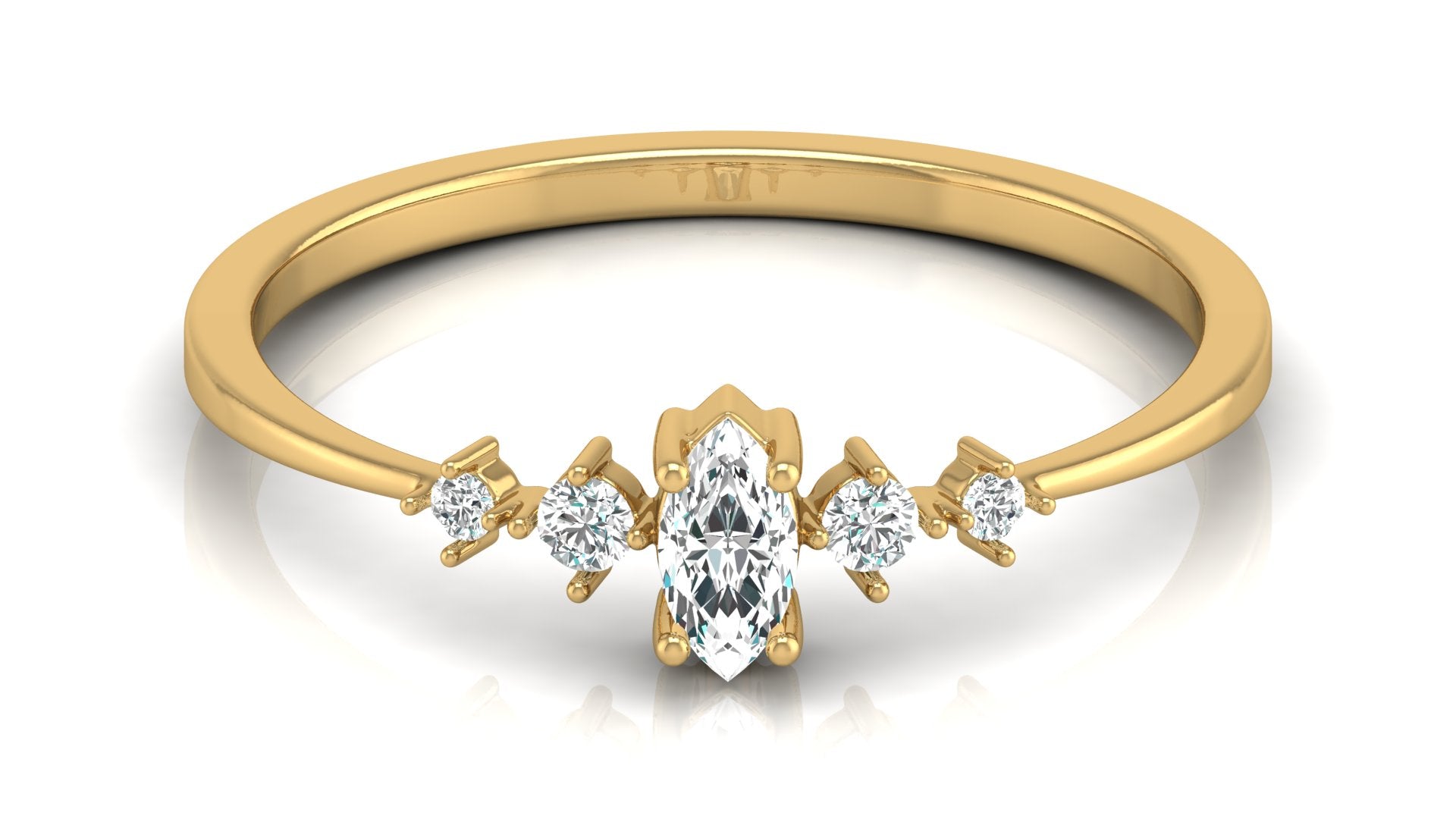 0.06+0.10 Ct Round + Marq Diamond Ring