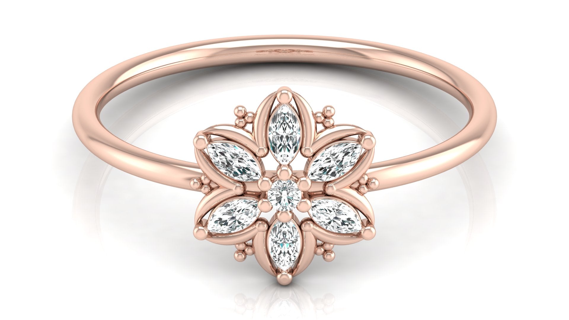 0.15 Ct Round + Marq Diamond Ring