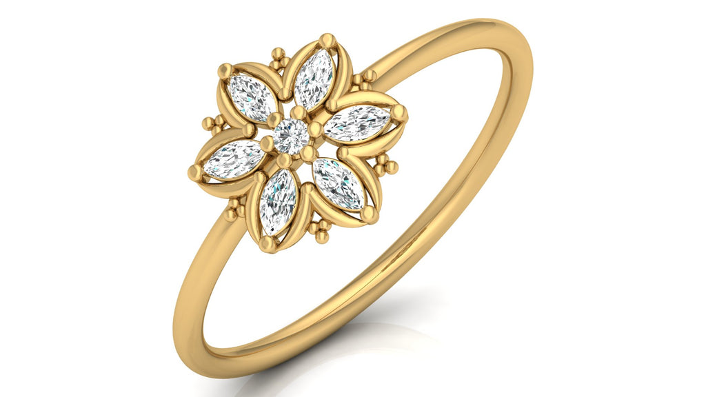 0.15 Ct Round + Marq Diamond Ring