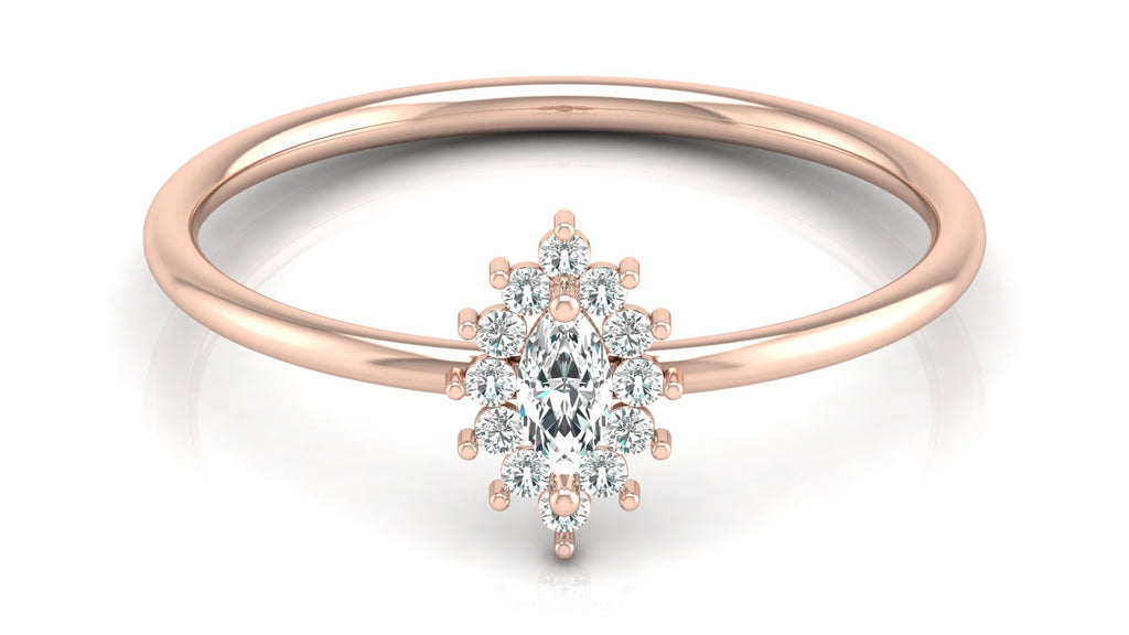 0.08+0.08 Ct Round + Marq Diamond Ring