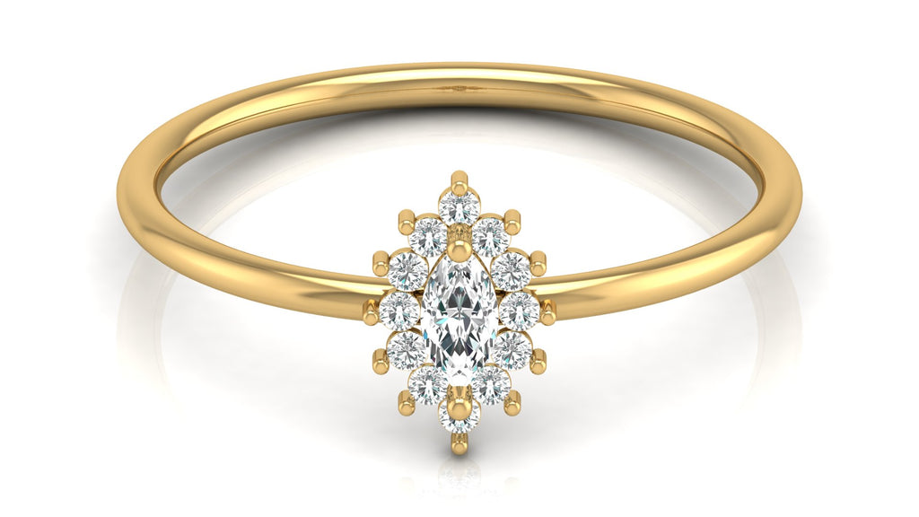 0.08+0.08 Ct Round + Marq Diamond Ring