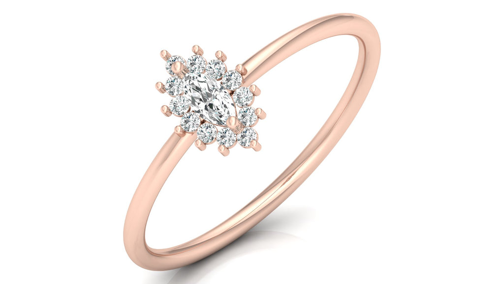 0.08+0.08 Ct Round + Marq Diamond Ring