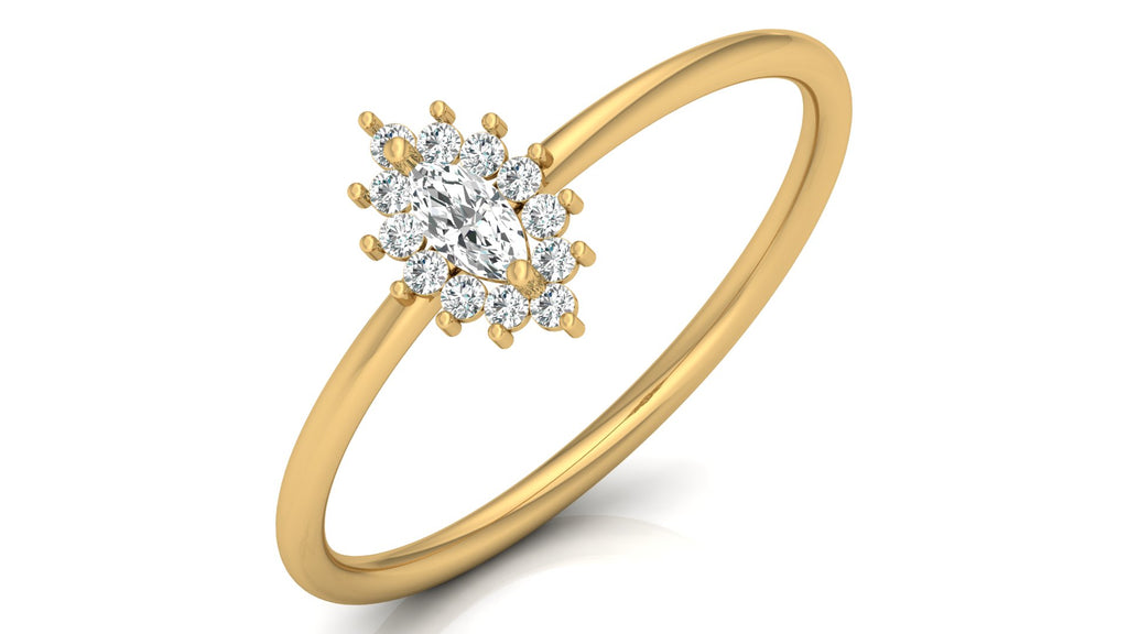 0.08+0.08 Ct Round + Marq Diamond Ring