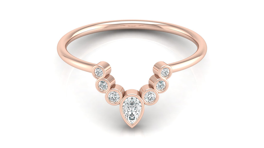 0.07+0.09 Ct Round + Pear Diamond Ring