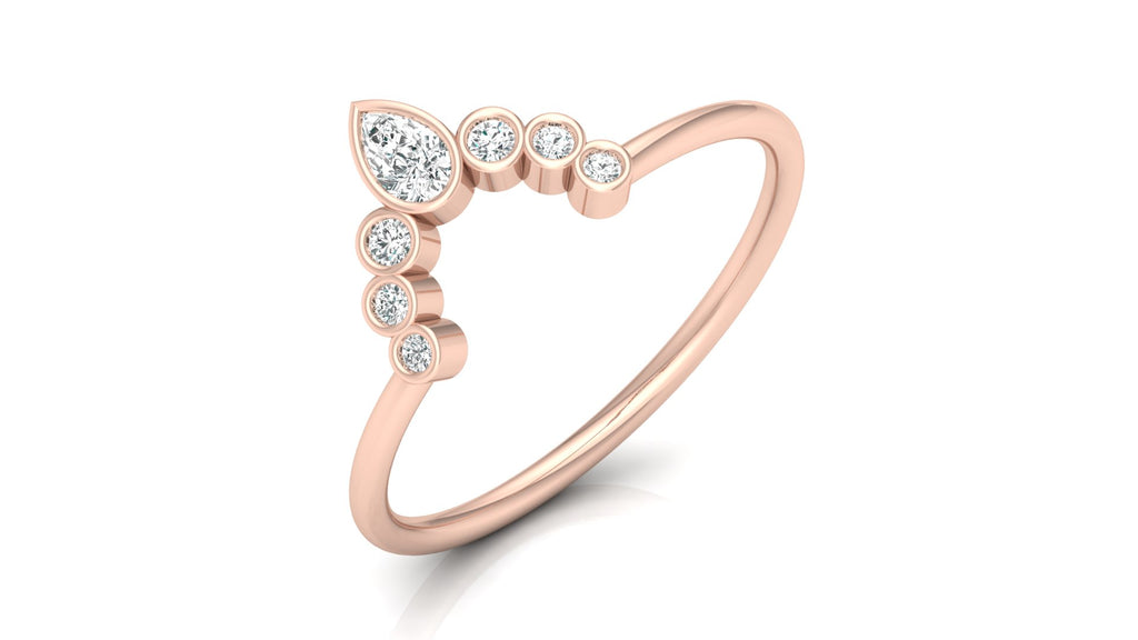 0.07+0.09 Ct Round + Pear Diamond Ring