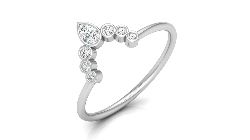 0.07+0.09 Ct Round + Pear Diamond Ring