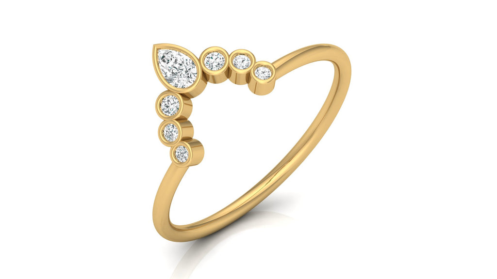 0.07+0.09 Ct Round + Pear Diamond Ring