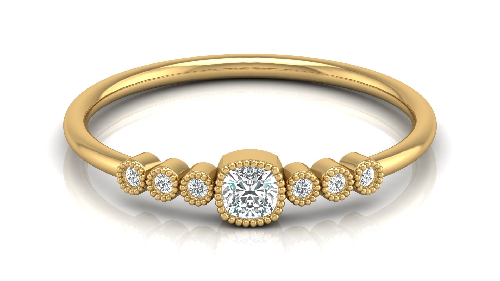 0.17 Ct Round + Cushion Diamond Ring