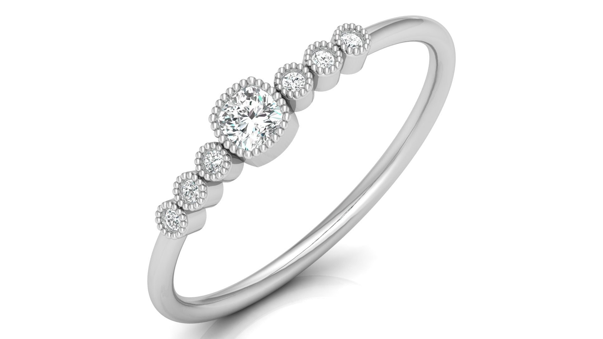 0.17 Ct Round + Cushion Diamond Ring
