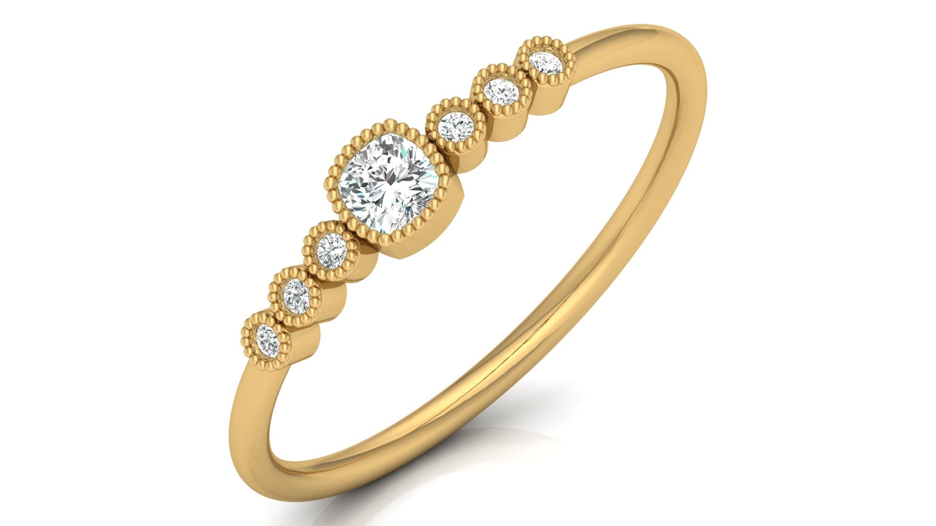 0.17 Ct Round + Cushion Diamond Ring