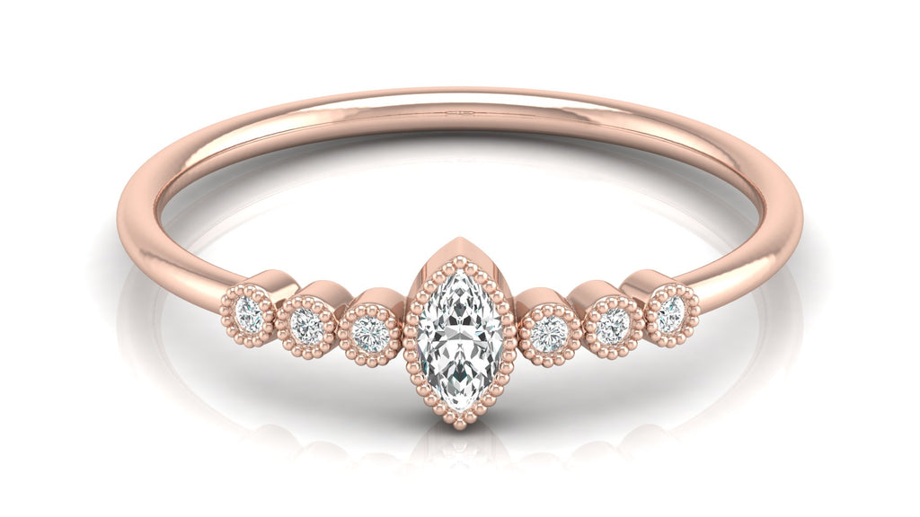 0.04 +0.09  Ct Round + Marq Diamond Ring